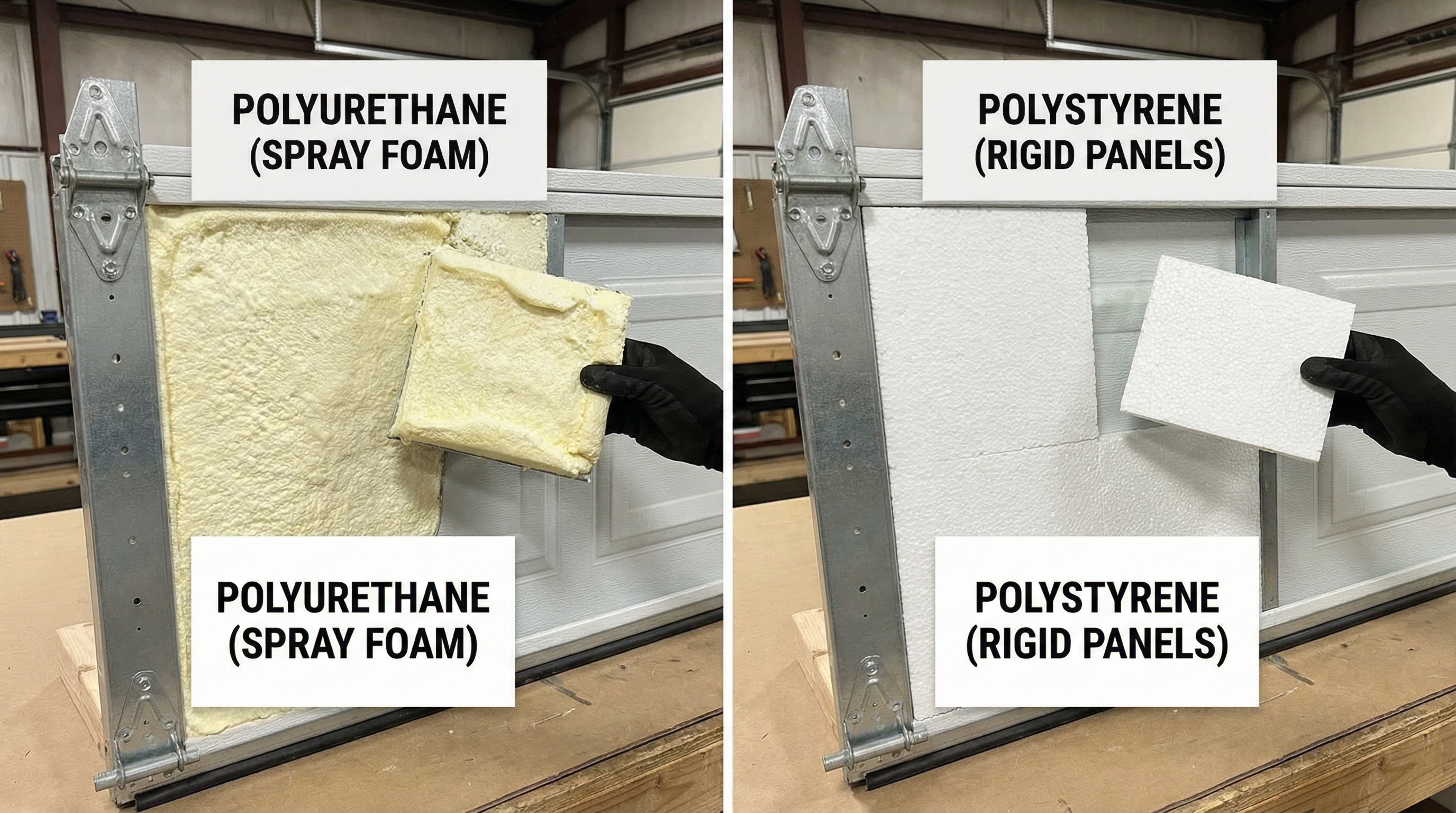 Different types of garage door insulation materials comparison