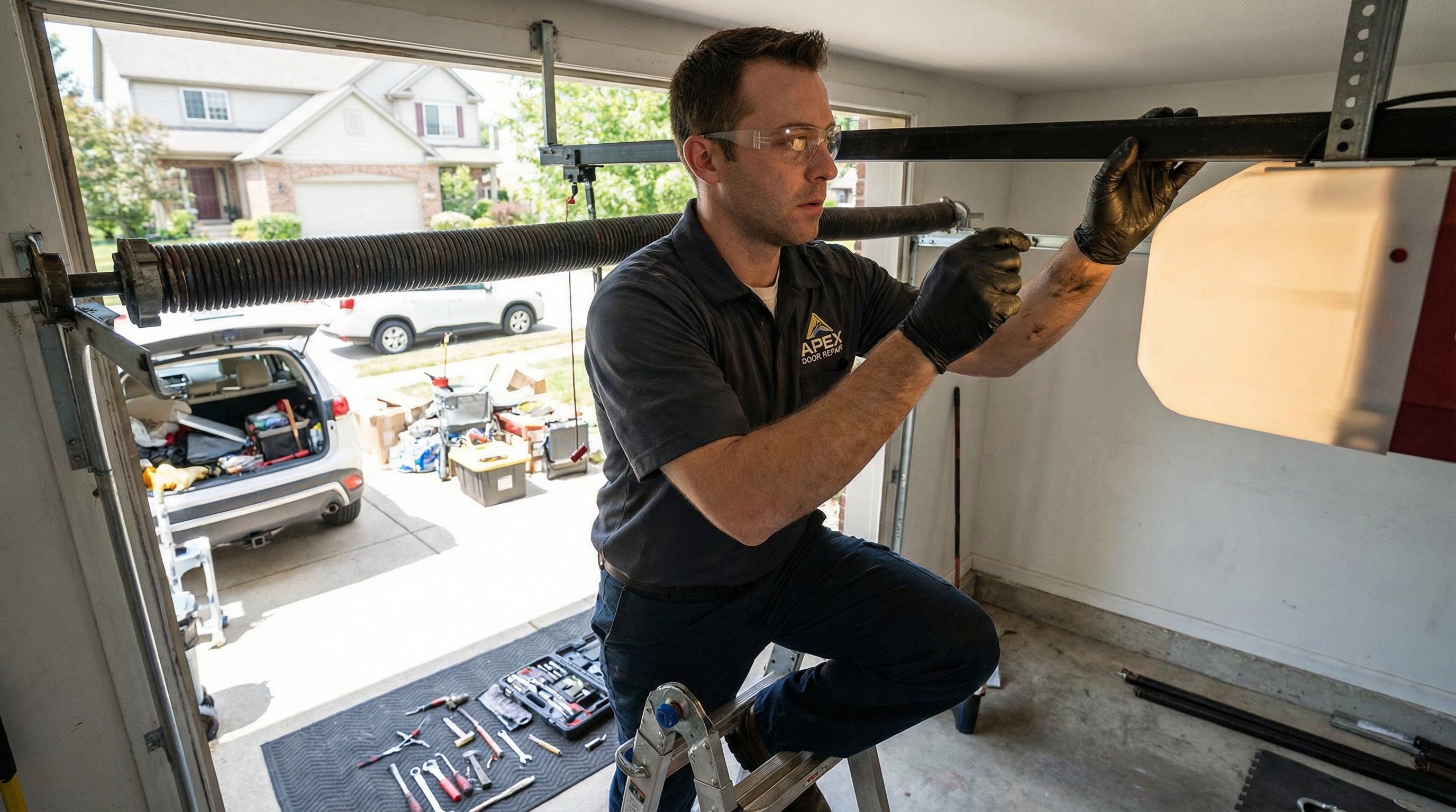 Garage Door tuneups require track and roller lubrication. Homes in Philadelphia should get a garage door tune up regularly.