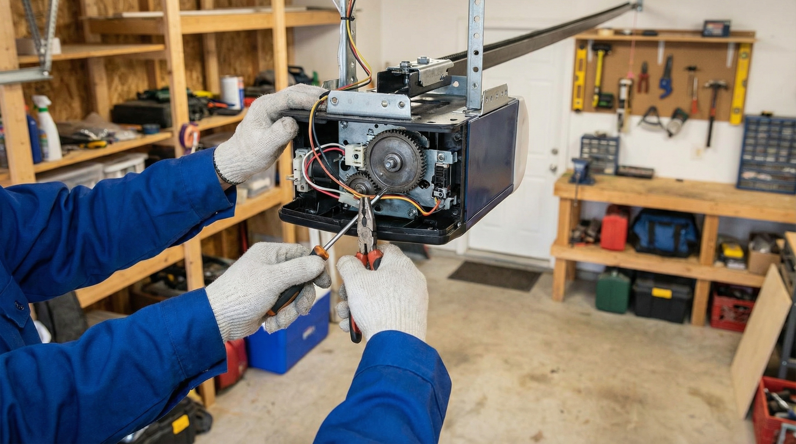Professional garage door motor repair process