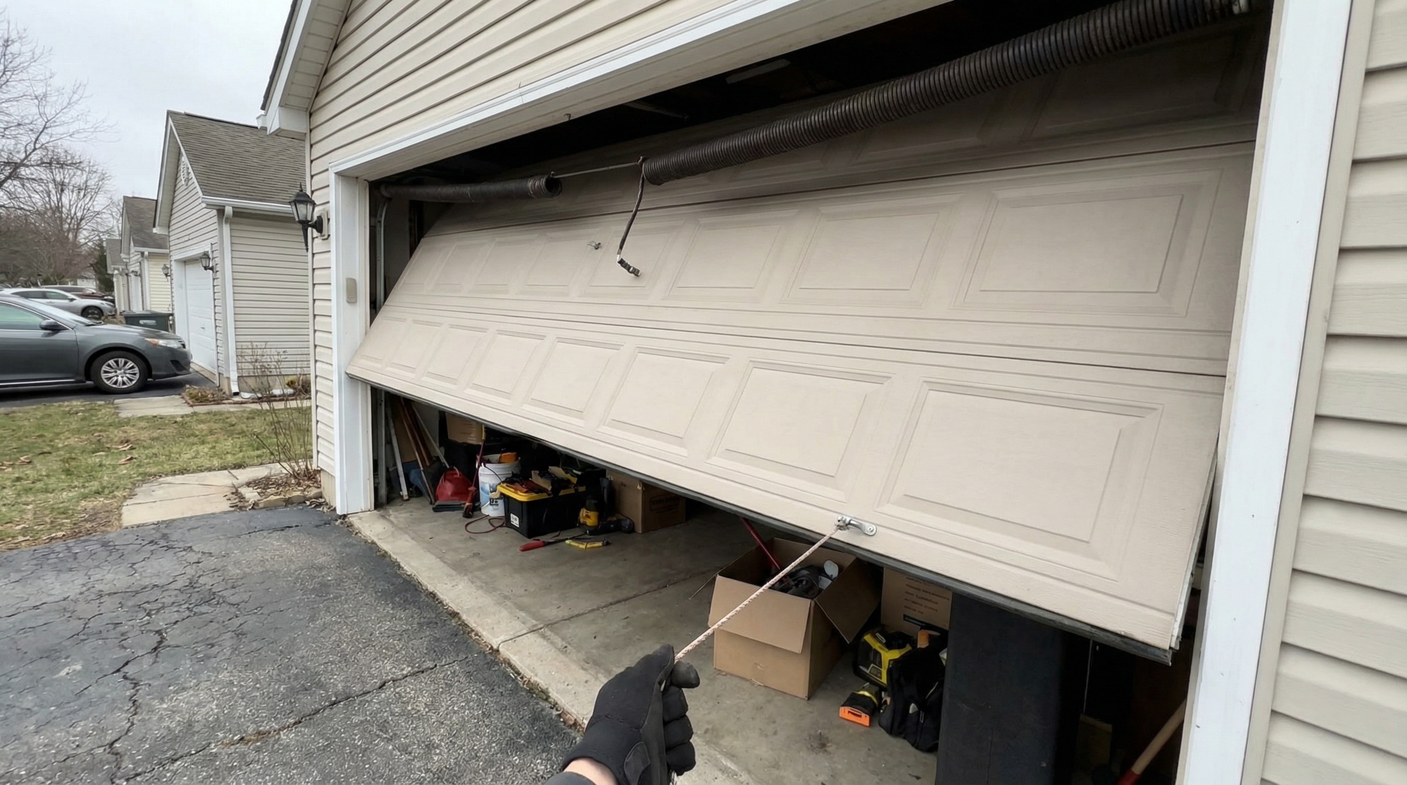 Garage Door tuneups require track and roller lubrication. Homes in Philadelphia should get a garage door tune up regularly.
