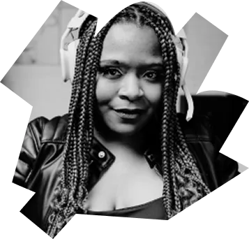 A woman wearing headphones and a black shirt. - ÜberStrategist Images