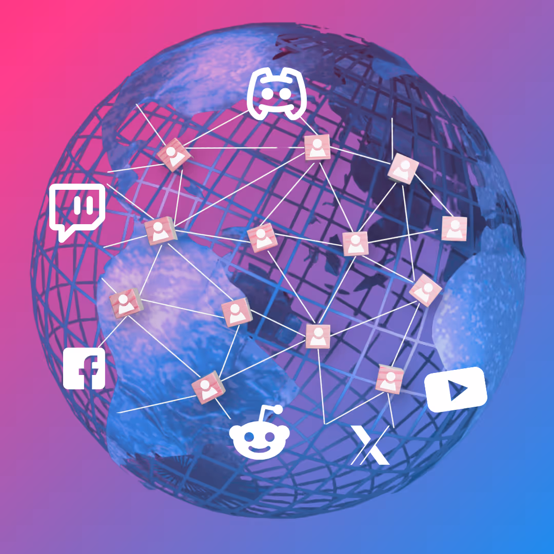A blue and pink globe with a bunch of icons on it. -  ÜberStrategist Images