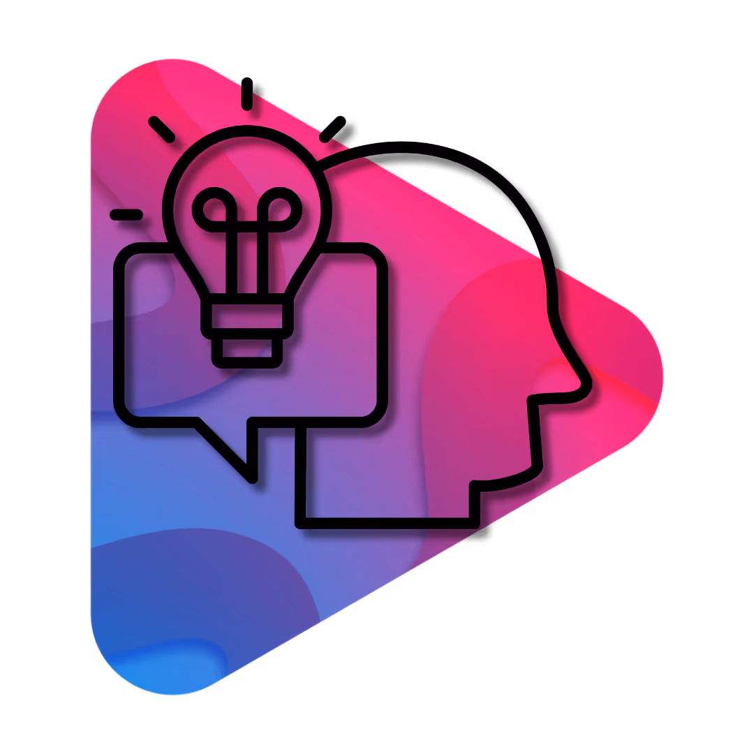 A pink and blue light bulb with a head on it. -  ÜberStrategist Images