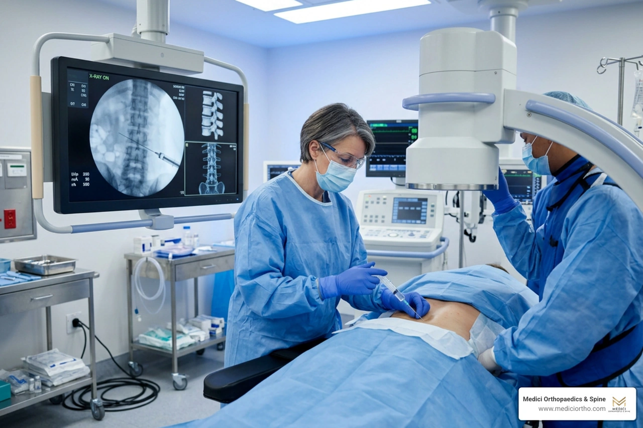 specialist performing a fluoroscopy-guided injection