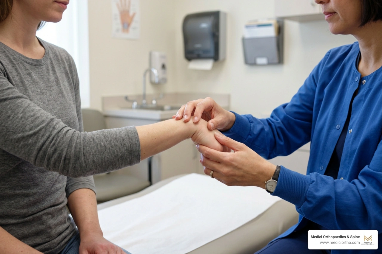 Finkelstein test maneuver for de Quervain diagnosis Finkelstein test maneuver for de Quervain diagnosis