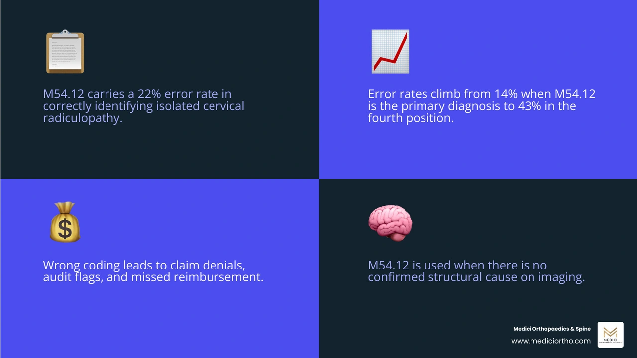 Cervical nerve roots, dermatomes, and ICD-10 code mapping for cervical radiculopathy infographic
