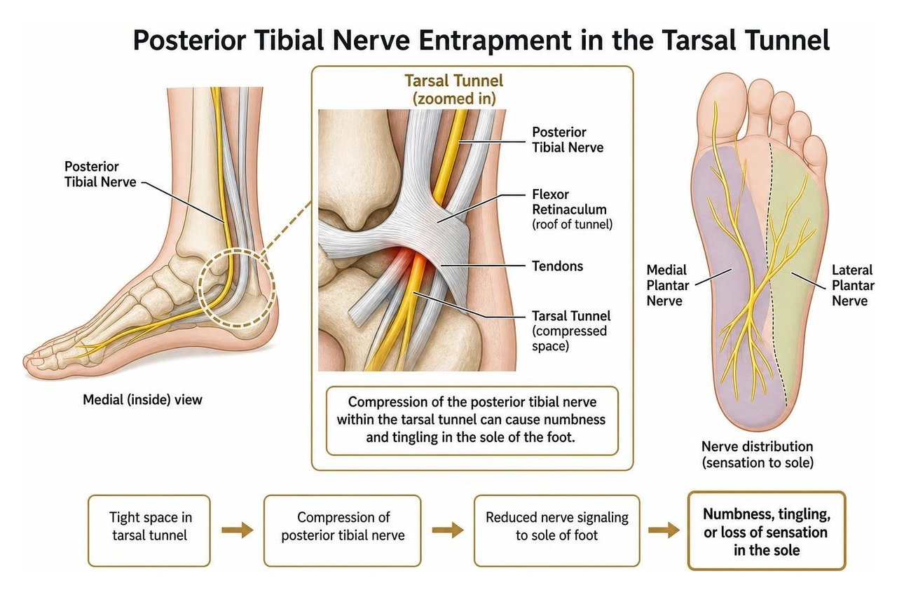 diagram showing posterior tibial nerve entrapment in the tarsal tunnel diagram showing posterior tibial nerve entrapment in the tarsal tunnel