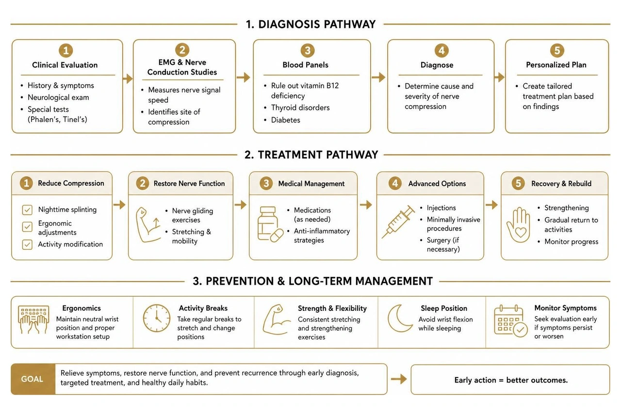step-by-step diagnostic and treatment pathway for hand paresthesia