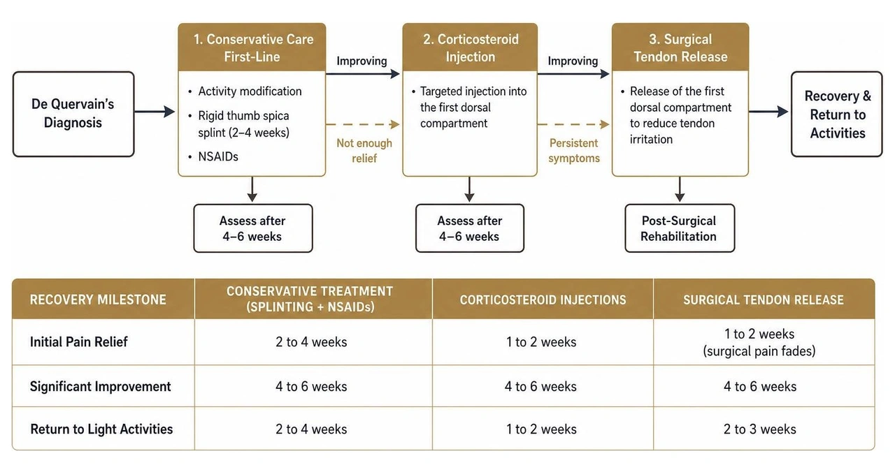 Step-by-step treatment algorithm from conservative care to surgical recovery