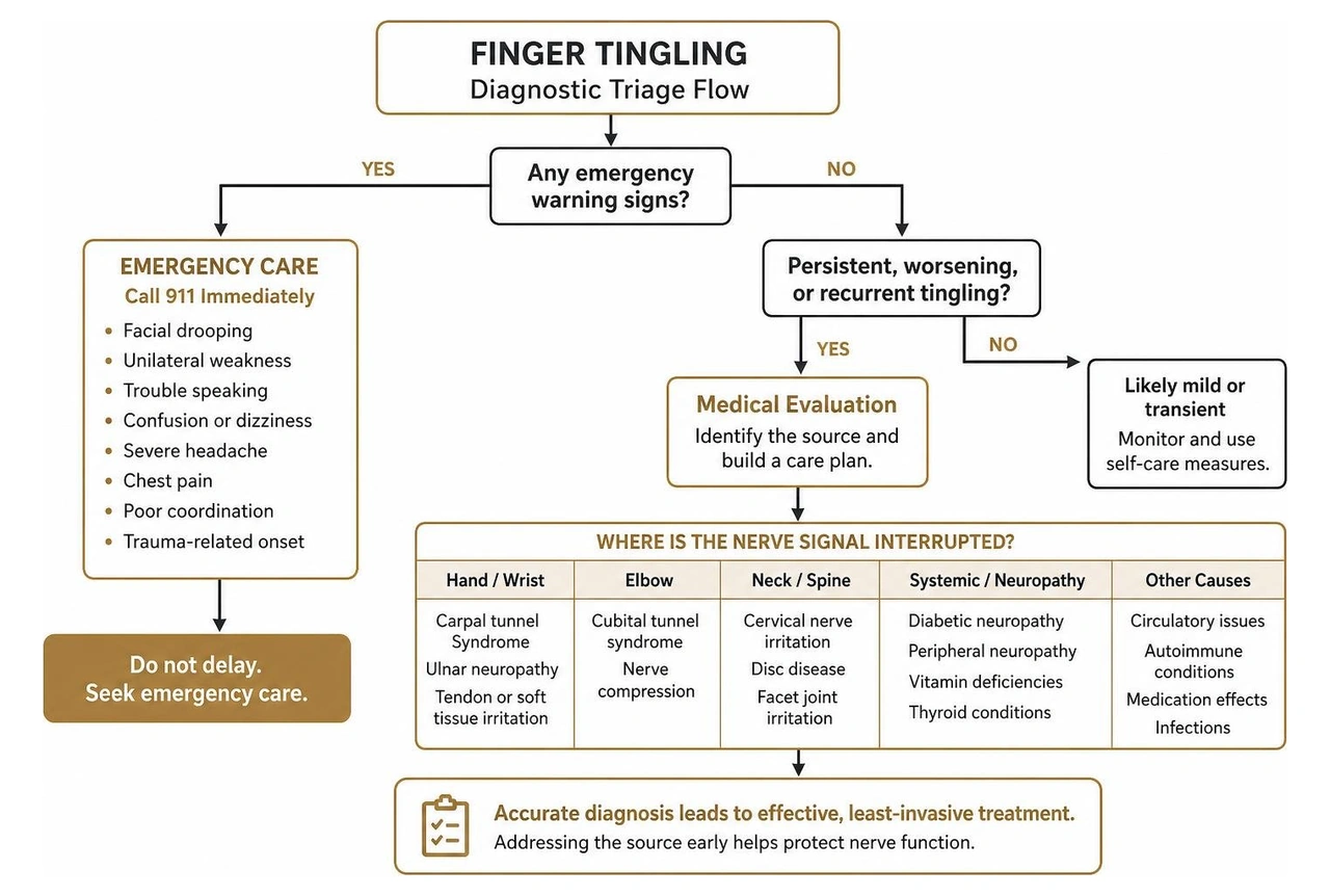Diagnostic triage flow for finger tingling evaluation Diagnostic triage flow for finger tingling evaluation