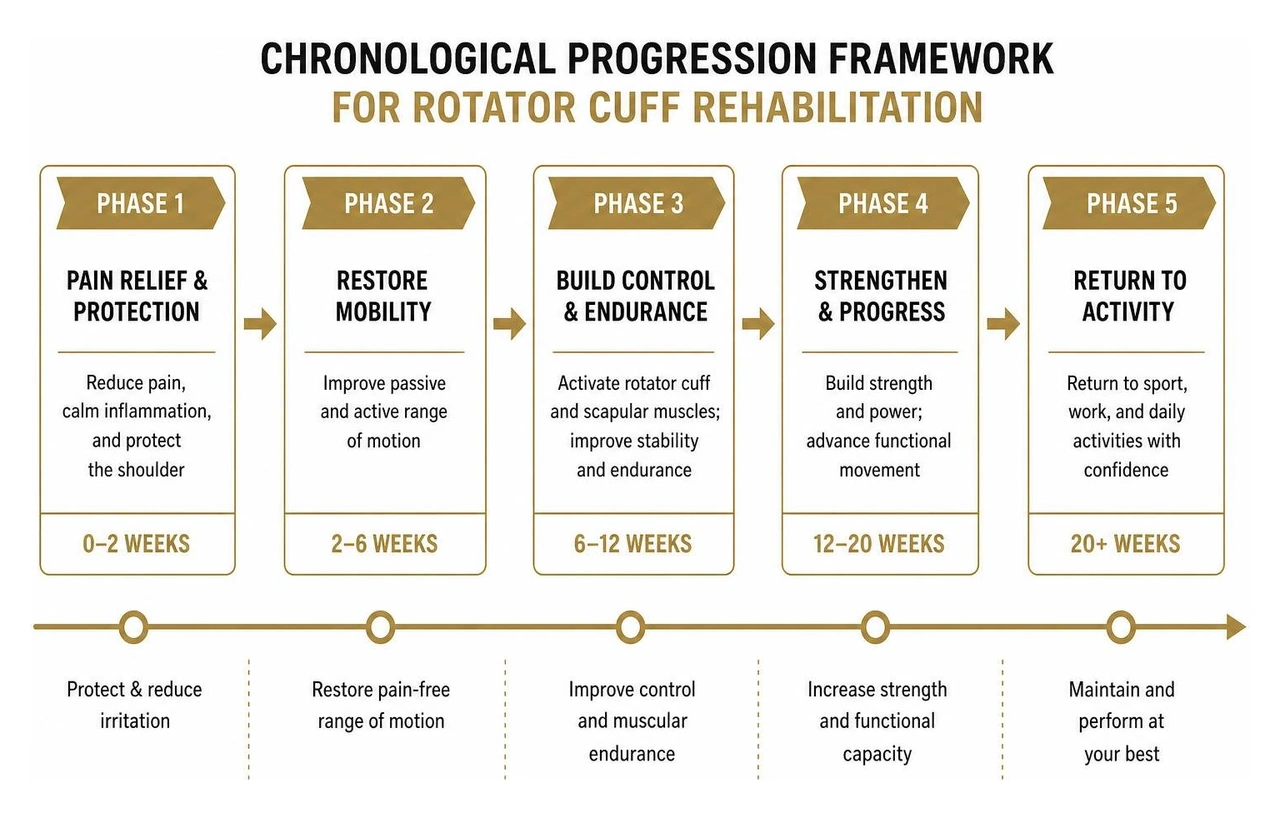 Chronological progression framework for rotator cuff rehabilitation Chronological progression framework for rotator cuff rehabilitation