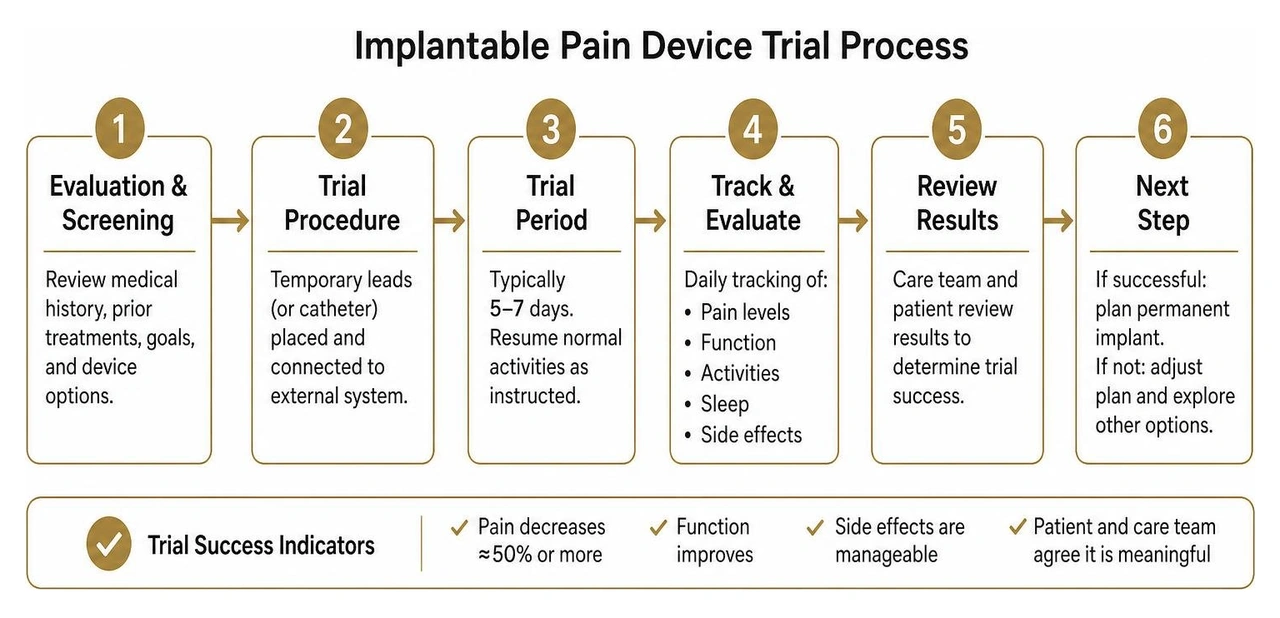 implantable pain device trial process