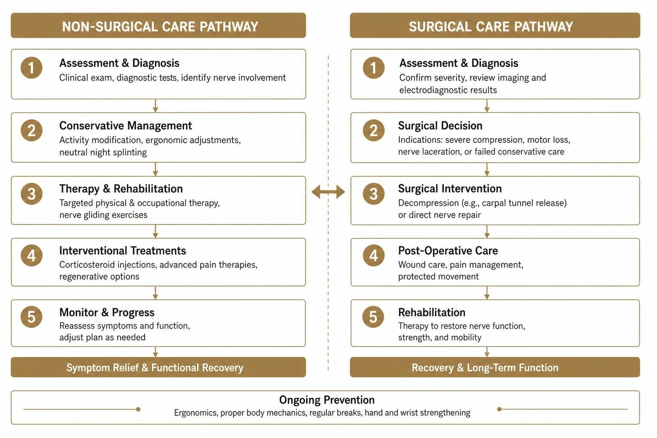 comparison of non-surgical vs surgical hand nerve care pathways comparison of non-surgical vs surgical hand nerve care pathways