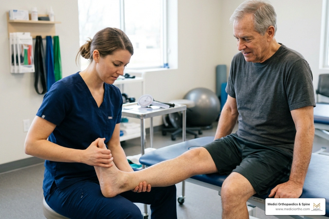 Targeted physical therapy session focusing on foot mobilization and nerve glides Targeted physical therapy session focusing on foot mobilization and nerve glides