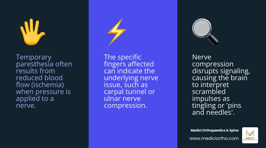 Temporary versus persistent fingertip tingling causes and warning signs infographic