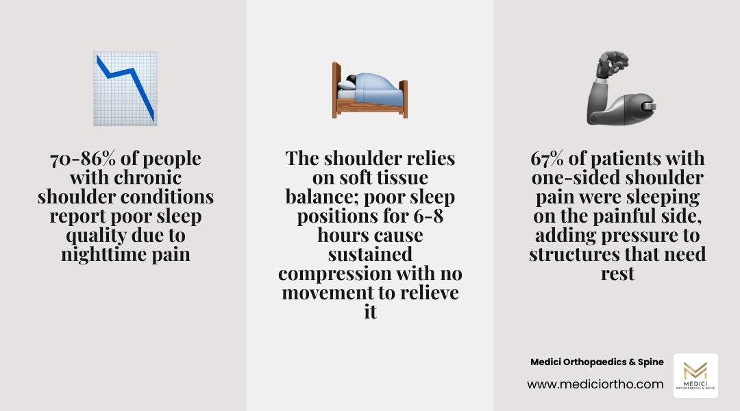 Infographic showing why shoulder pain worsens at night and top sleep solutions infographic Infographic showing why shoulder pain worsens at night and top sleep solutions infographic
