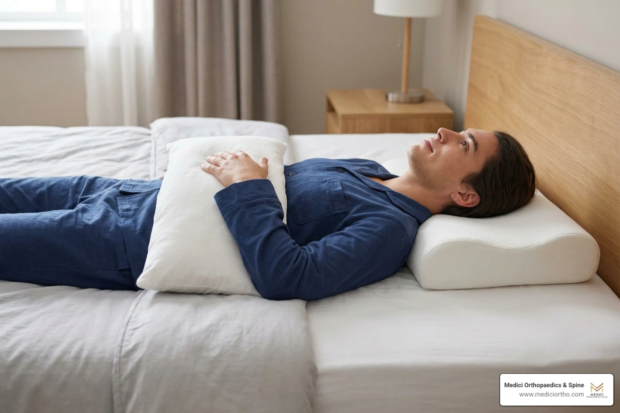 Proper neck and shoulder alignment with pillows Proper neck and shoulder alignment with pillows