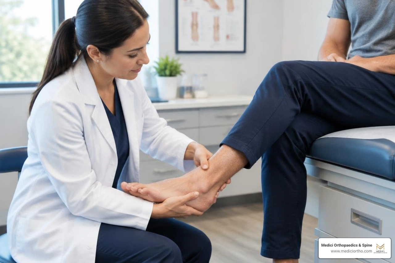 Doctor conducting a physical foot examination for neuropathy