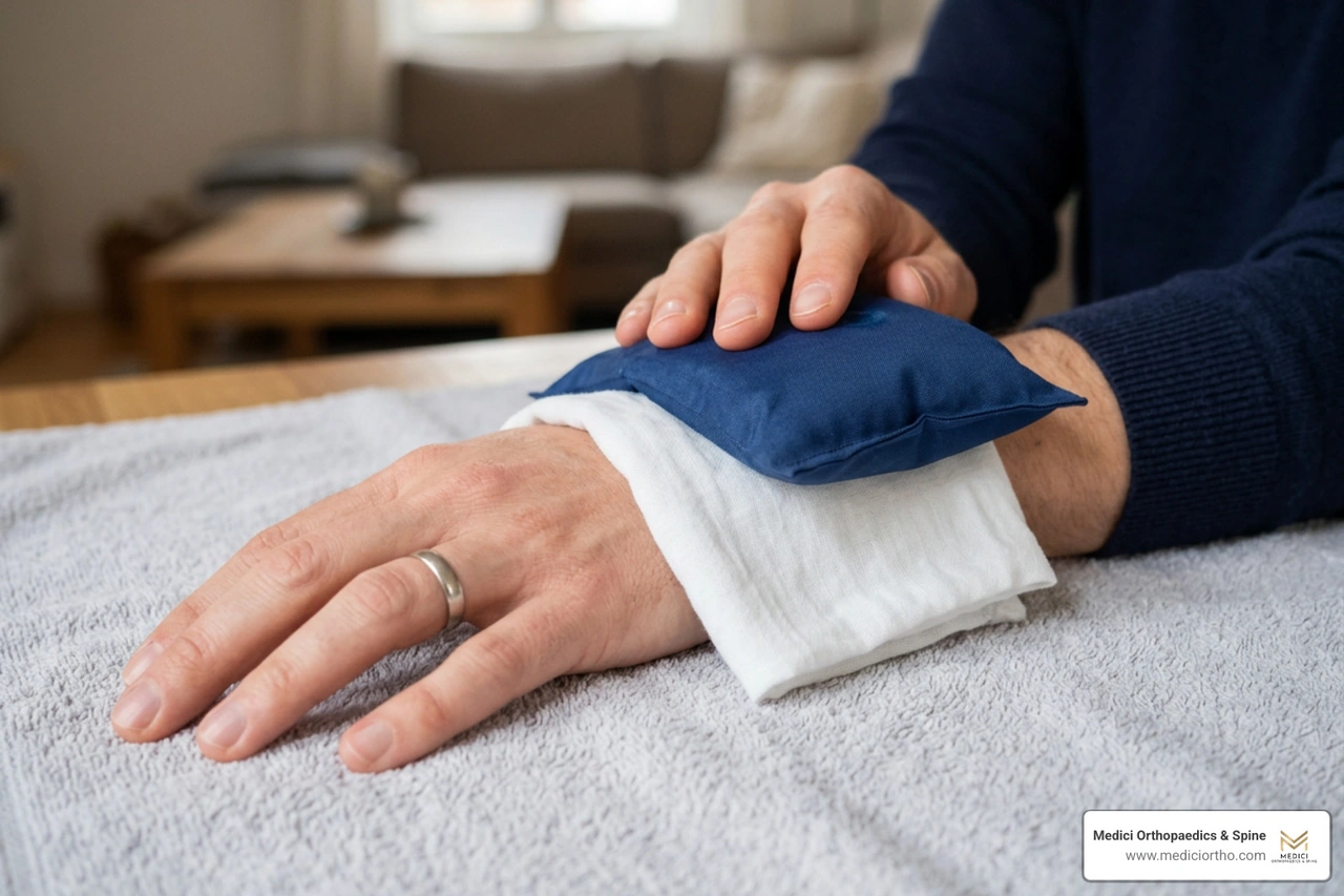 Protecting the skin with a thin cloth barrier during cold therapy Protecting the skin with a thin cloth barrier during cold therapy