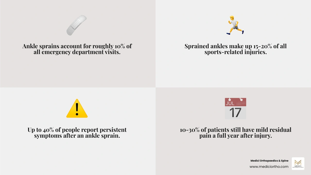 Ankle sprain recovery timeline by grade showing weeks to months for each severity level infographic