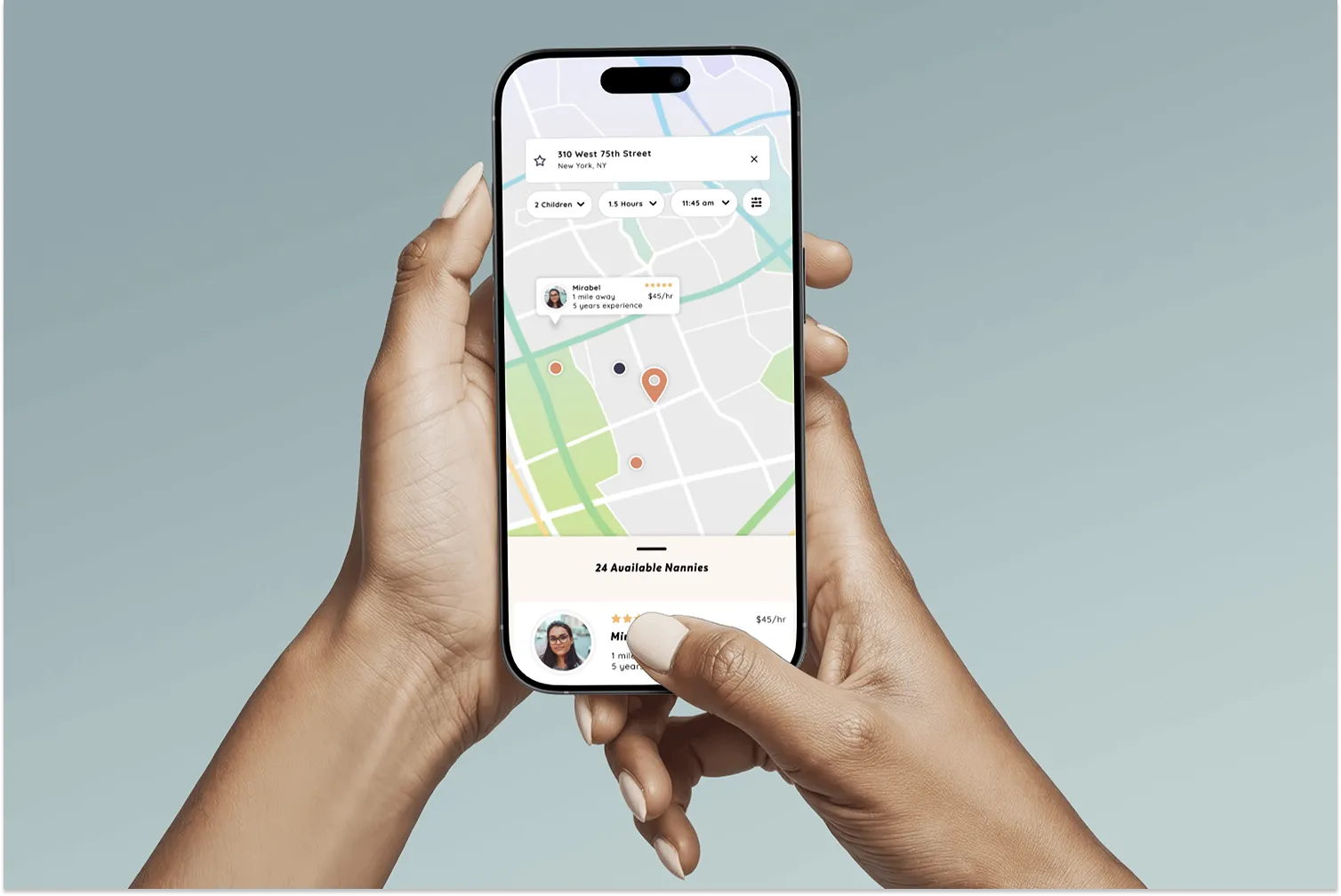 Image of someone using the OTG Nanny app on a phone
