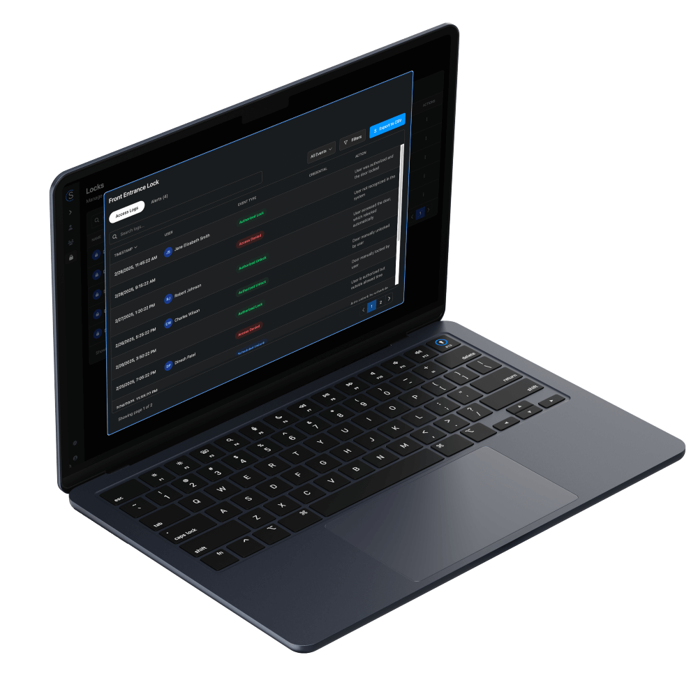 A laptop showing the Seamless Software Platform opened at an angle.