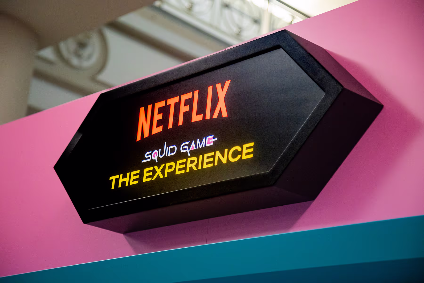 A Squid Game installation sign
