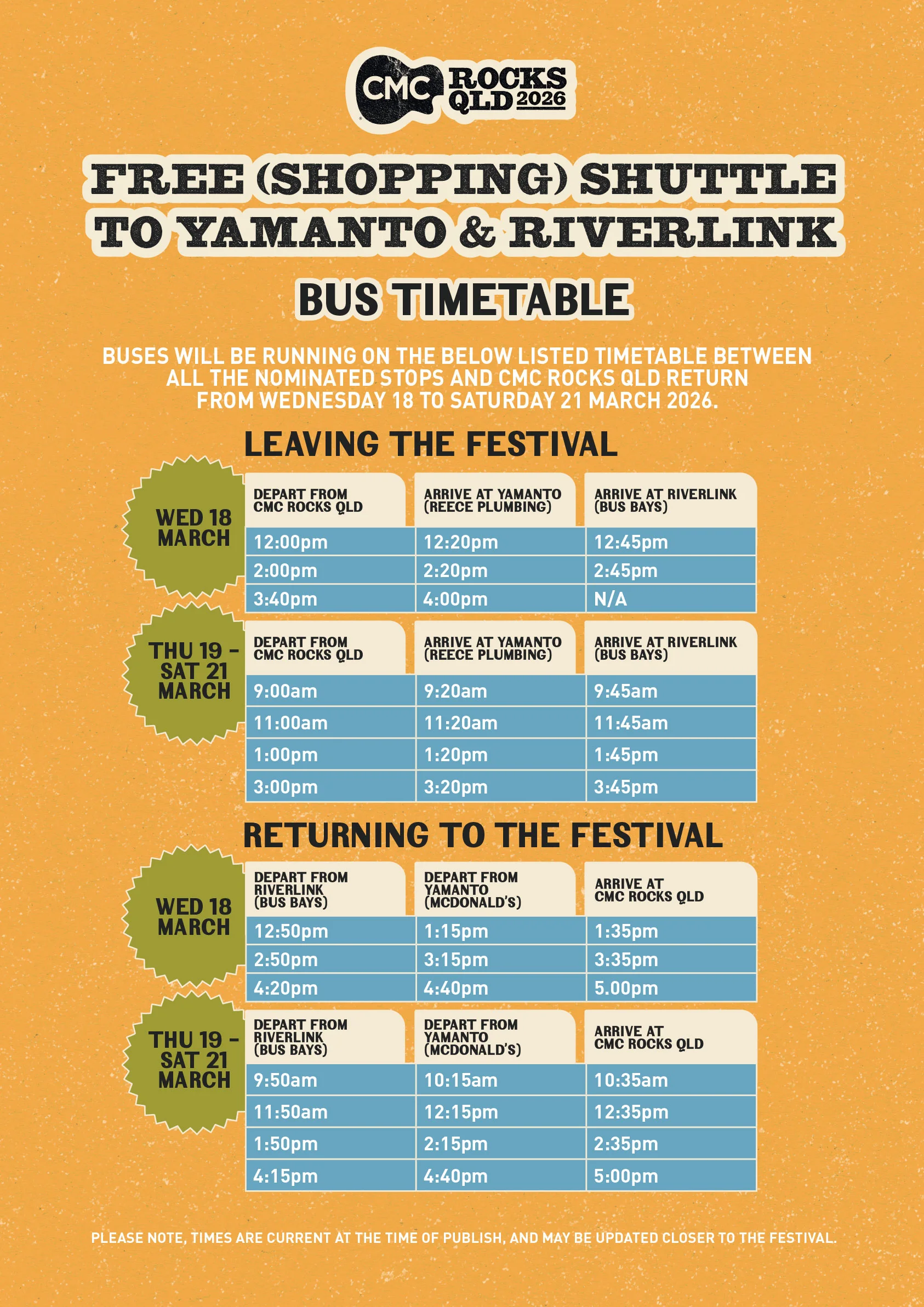 CMC Rocks Campground Shuttle Buses