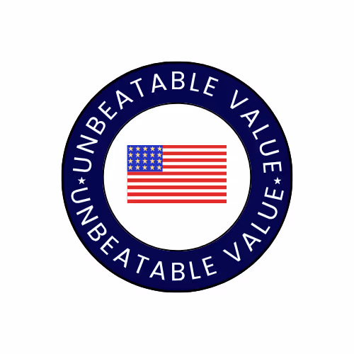 Unbeatable Value logo with American flag in center