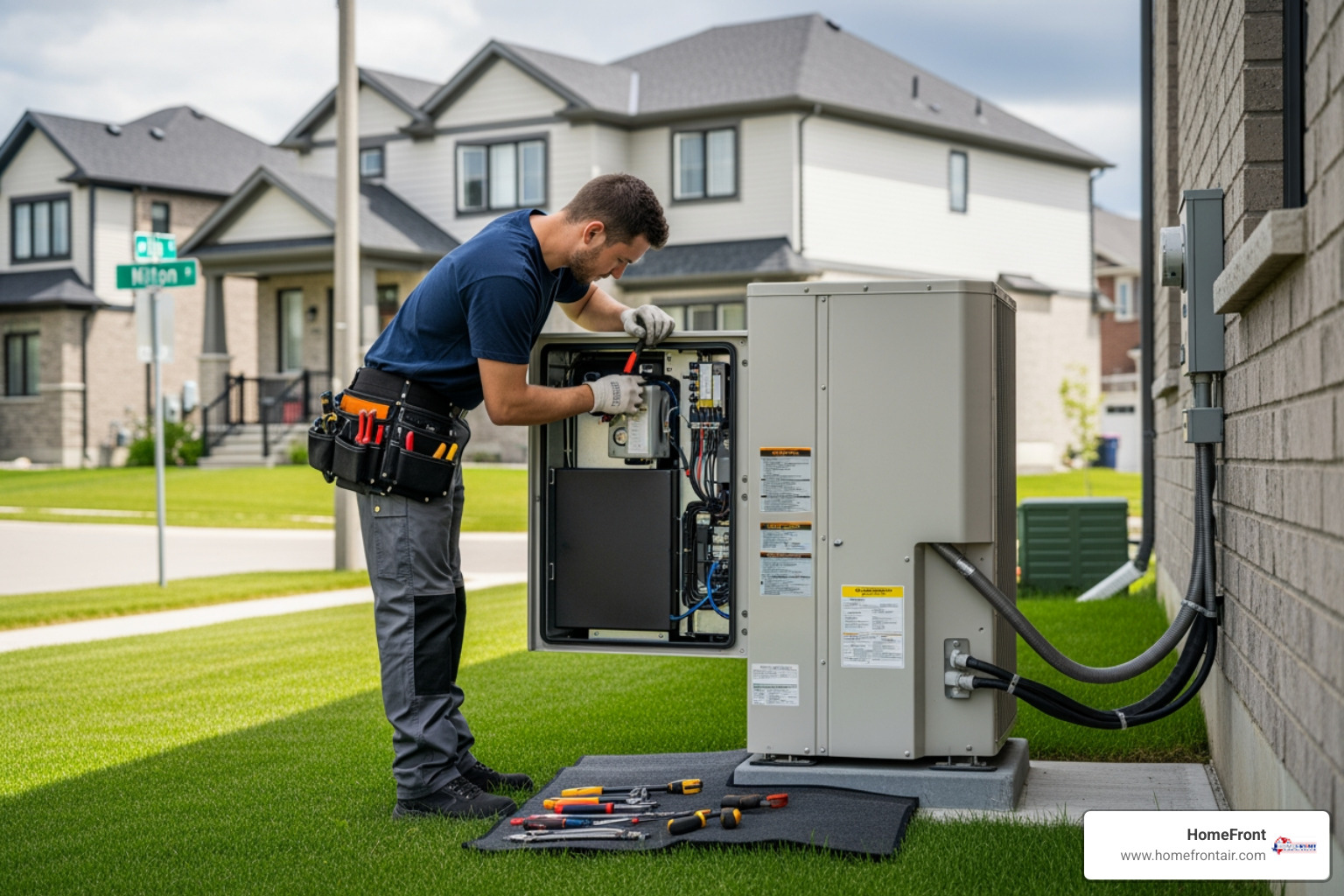 modern heat pump on the side of a suburban New Braunfels home; Texas climate; Year-round comfort; Heating and cooling; Energy efficiency - heat pump repair in new braunfels tx modern heat pump on the side of a suburban New Braunfels home; Texas climate; Year-round comfort; Heating and cooling; Energy efficiency - heat pump repair in new braunfels tx