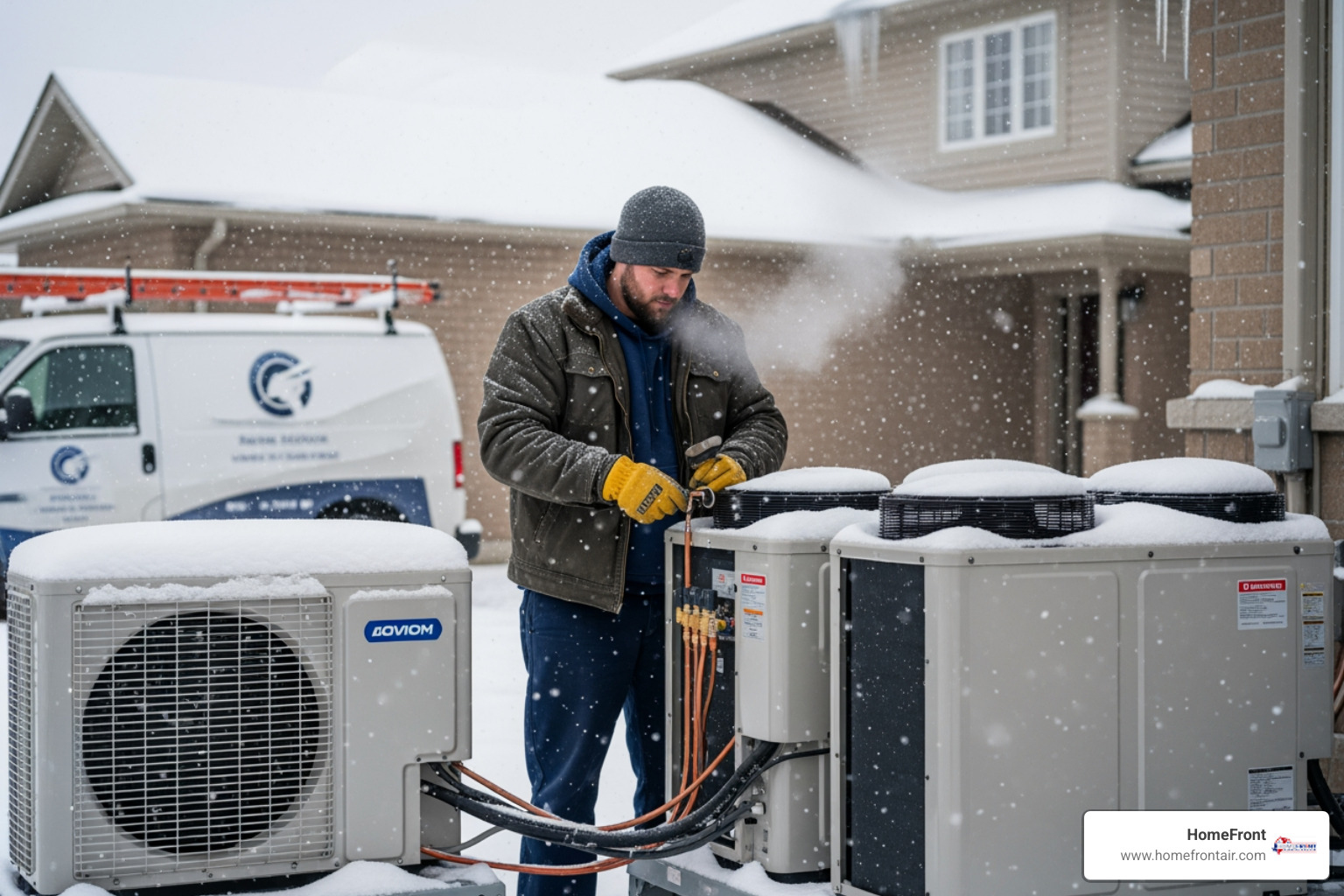 infographic showing warning signs of heat pump failure including strange noises, ice buildup, frequent cycling, weak airflow, rising energy bills, and system age over 10 years - emergency heat pump replacement in Georgetown, TX