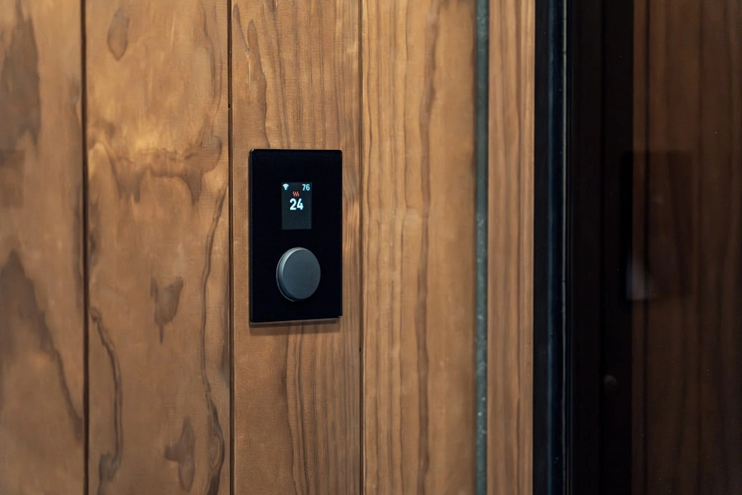 digital thermostat showing indoor temperature
