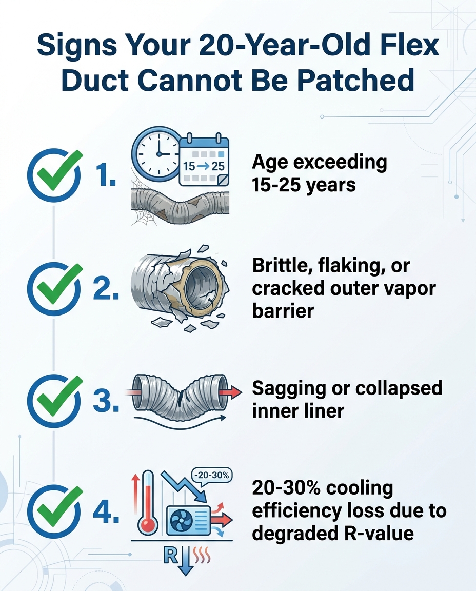 Signs Your 20-Year-Old Flex Duct Cannot Be Patched