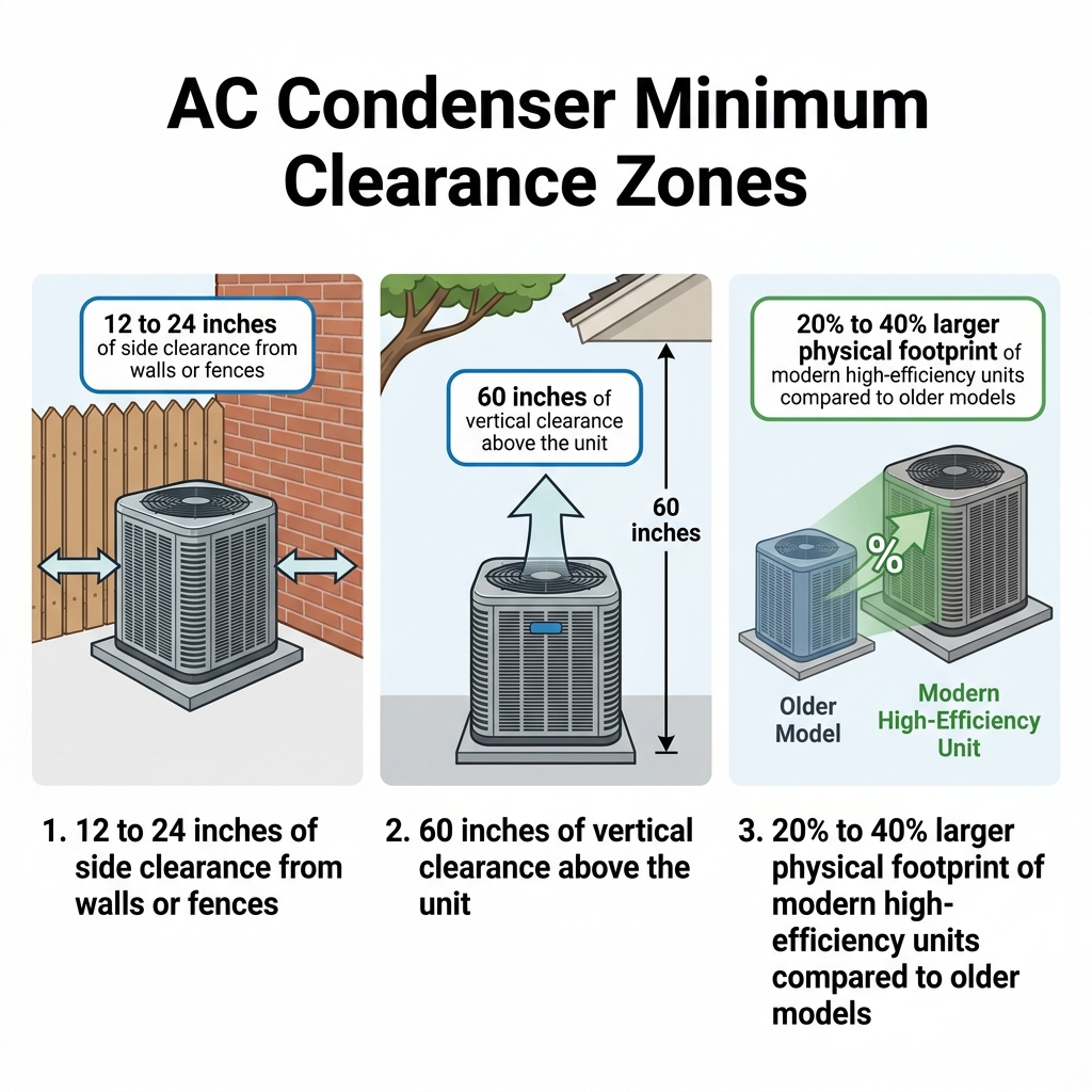 AC Condenser Minimum Clearance Zones