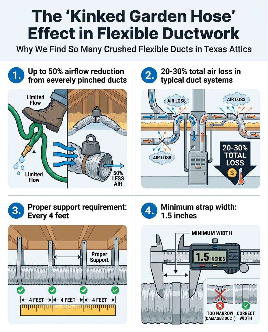 The 'Kinked Garden Hose' Effect in Flexible Ductwork