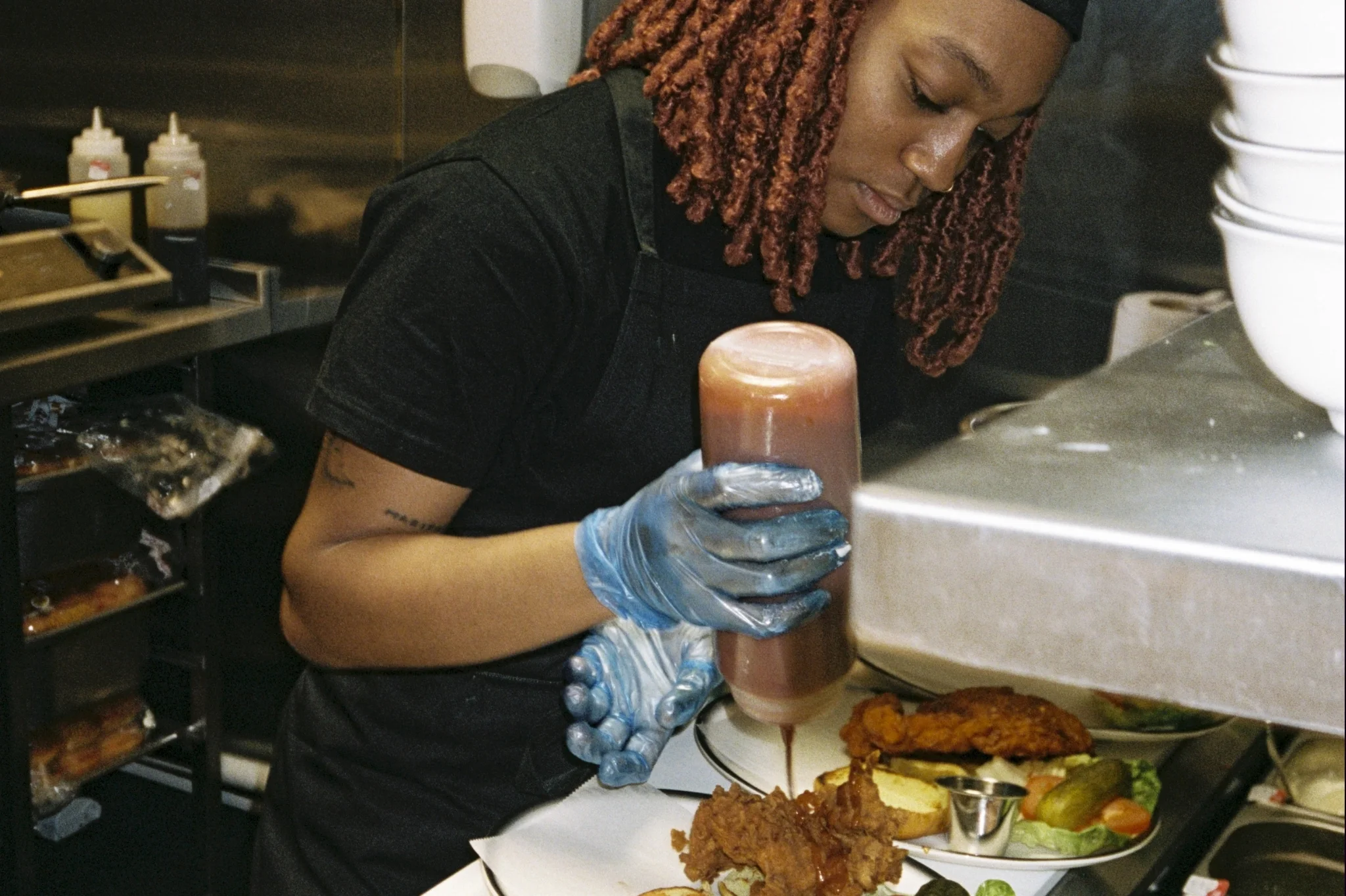 Chef making food for customers
