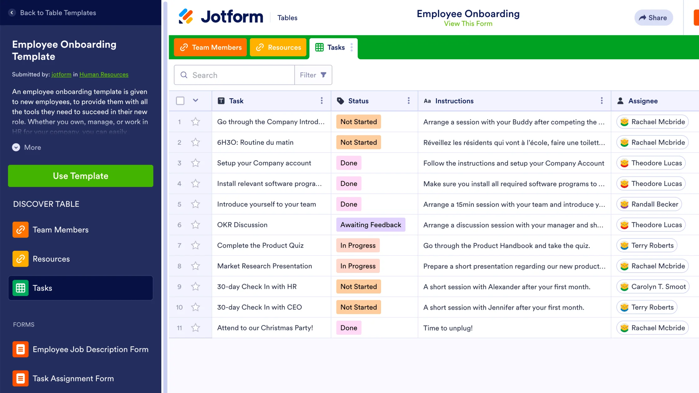 Jotform employee onboarding template