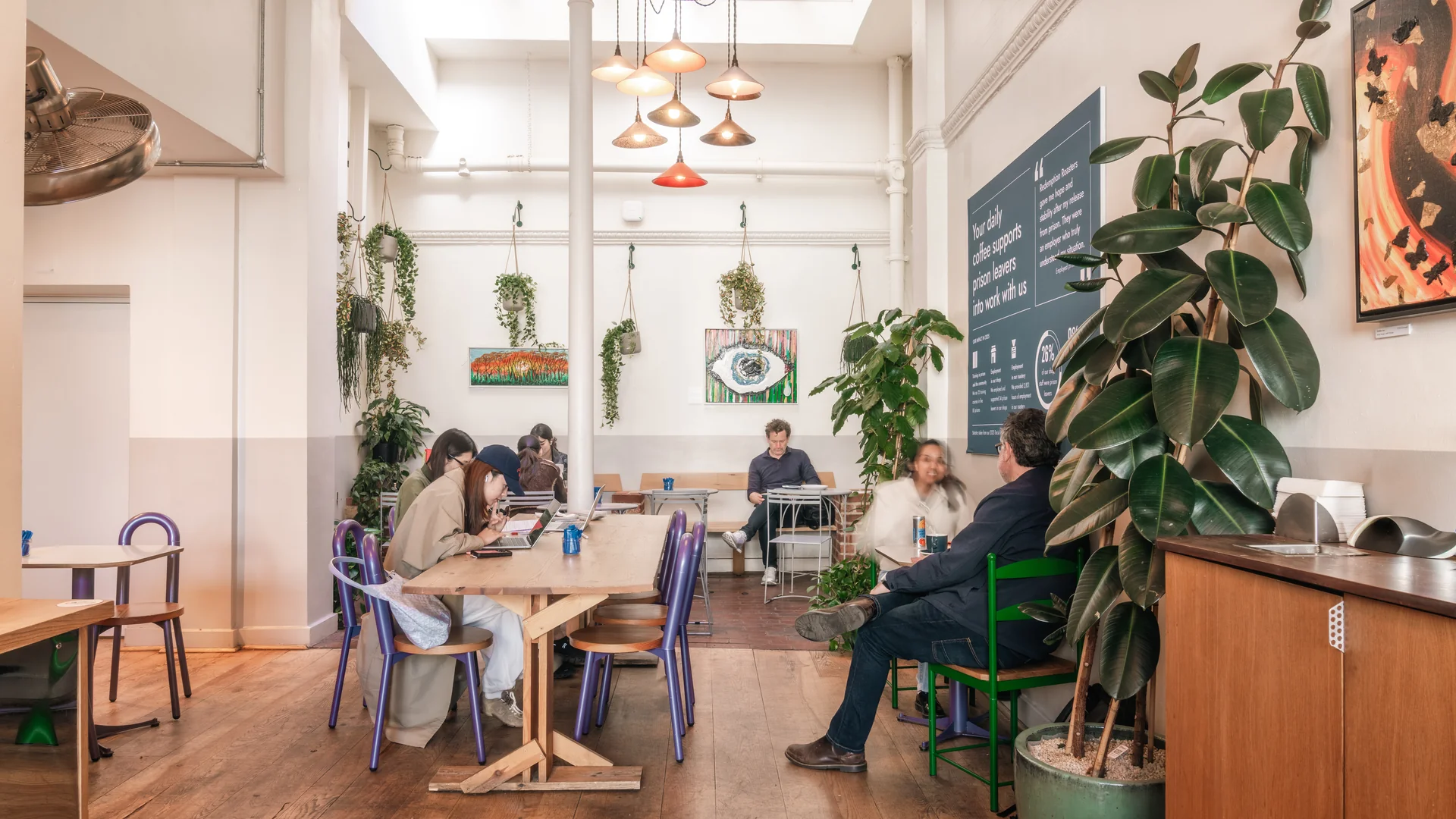 Customers dining in a coffee shop