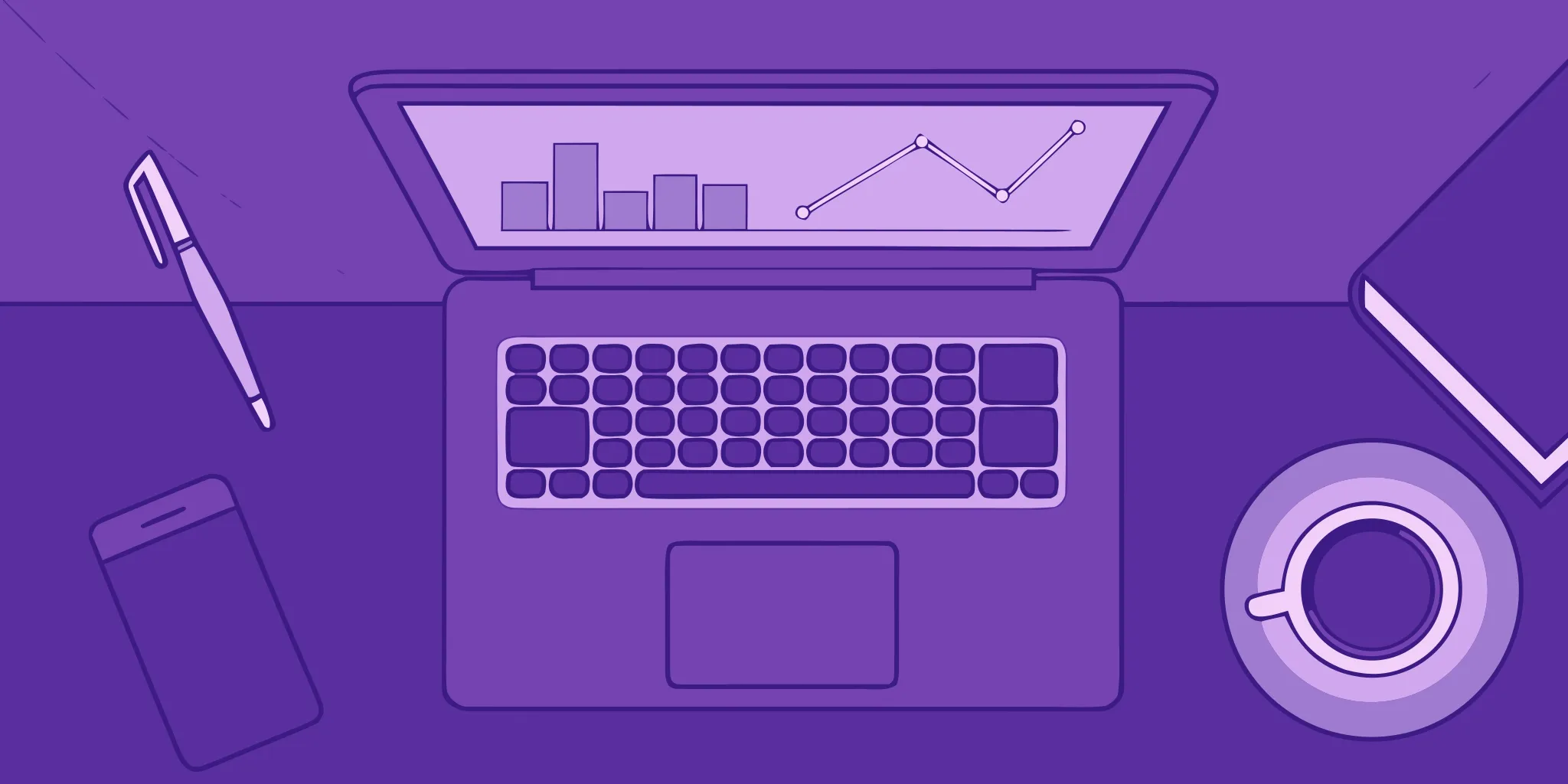 A laptop showing proposal analytics on screen from an AI writing tool.