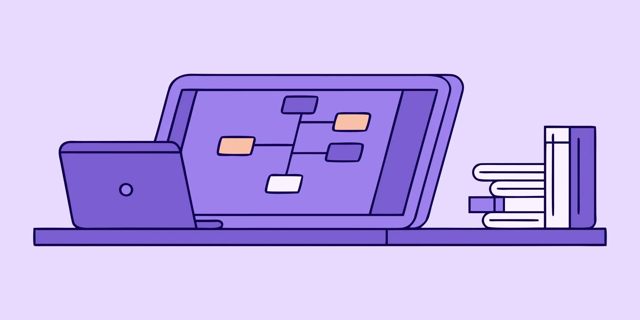 A flowchart on a laptop screen mapping out the steps of the RFP process.