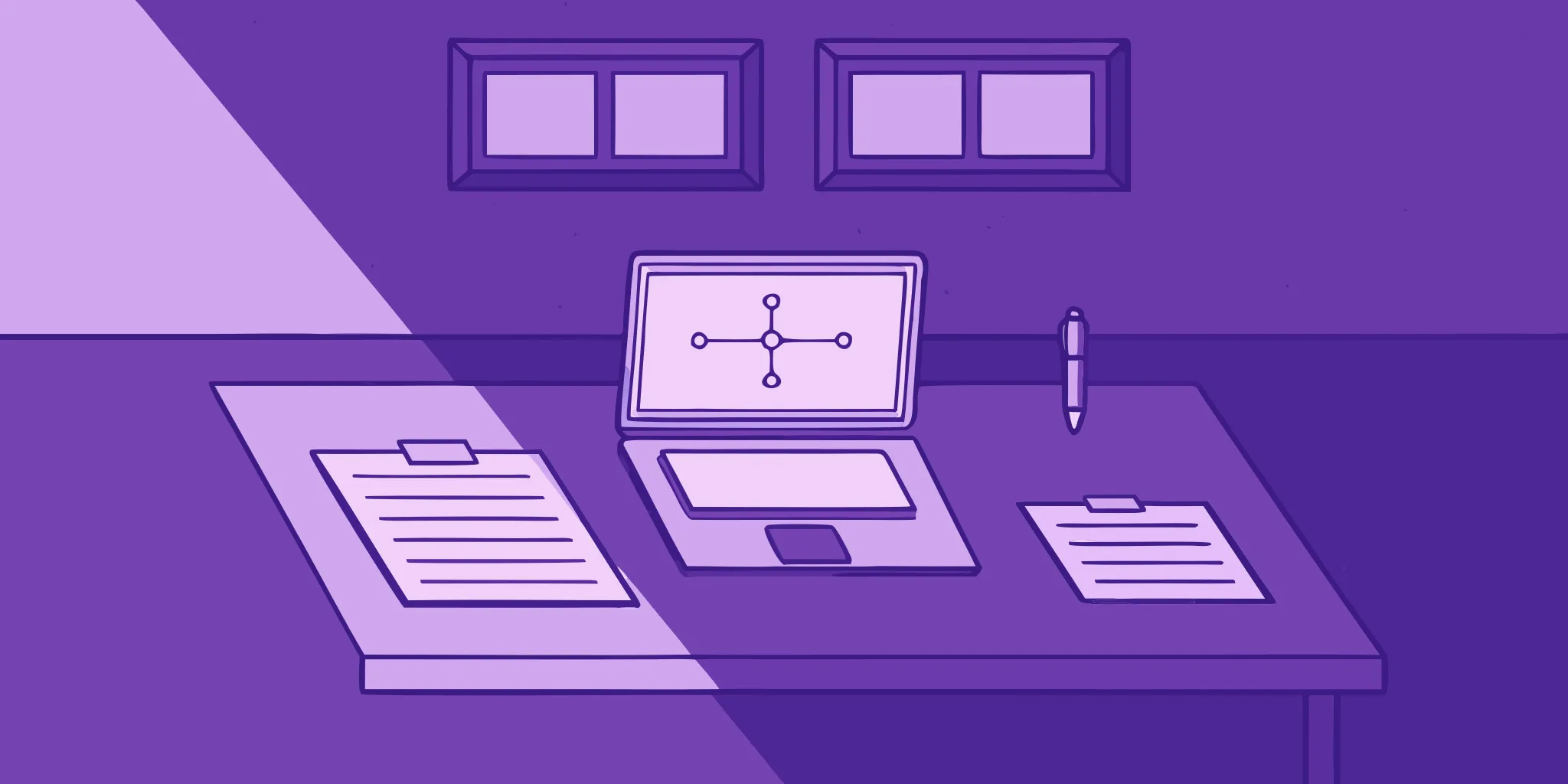 A laptop on a desk displaying request for proposal software for managing responses.