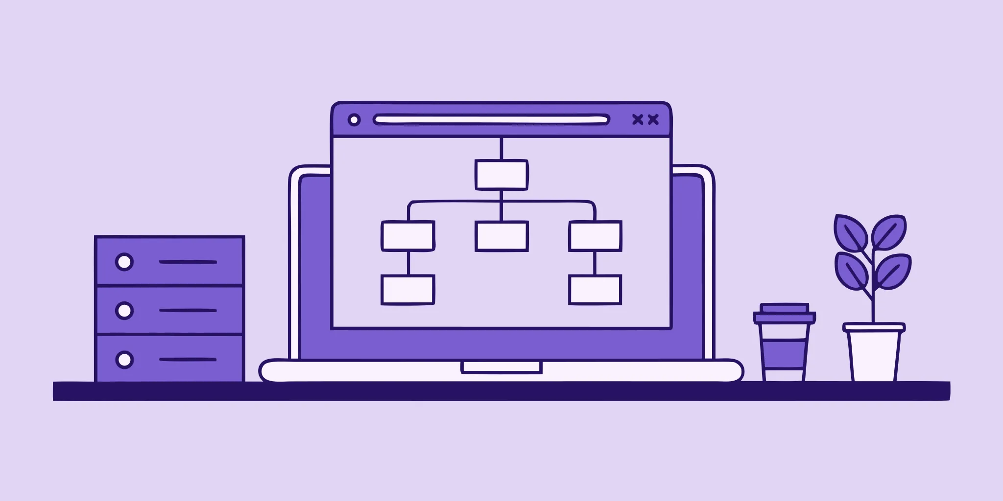 A flowchart on a laptop screen mapping out the steps of an RFP process.