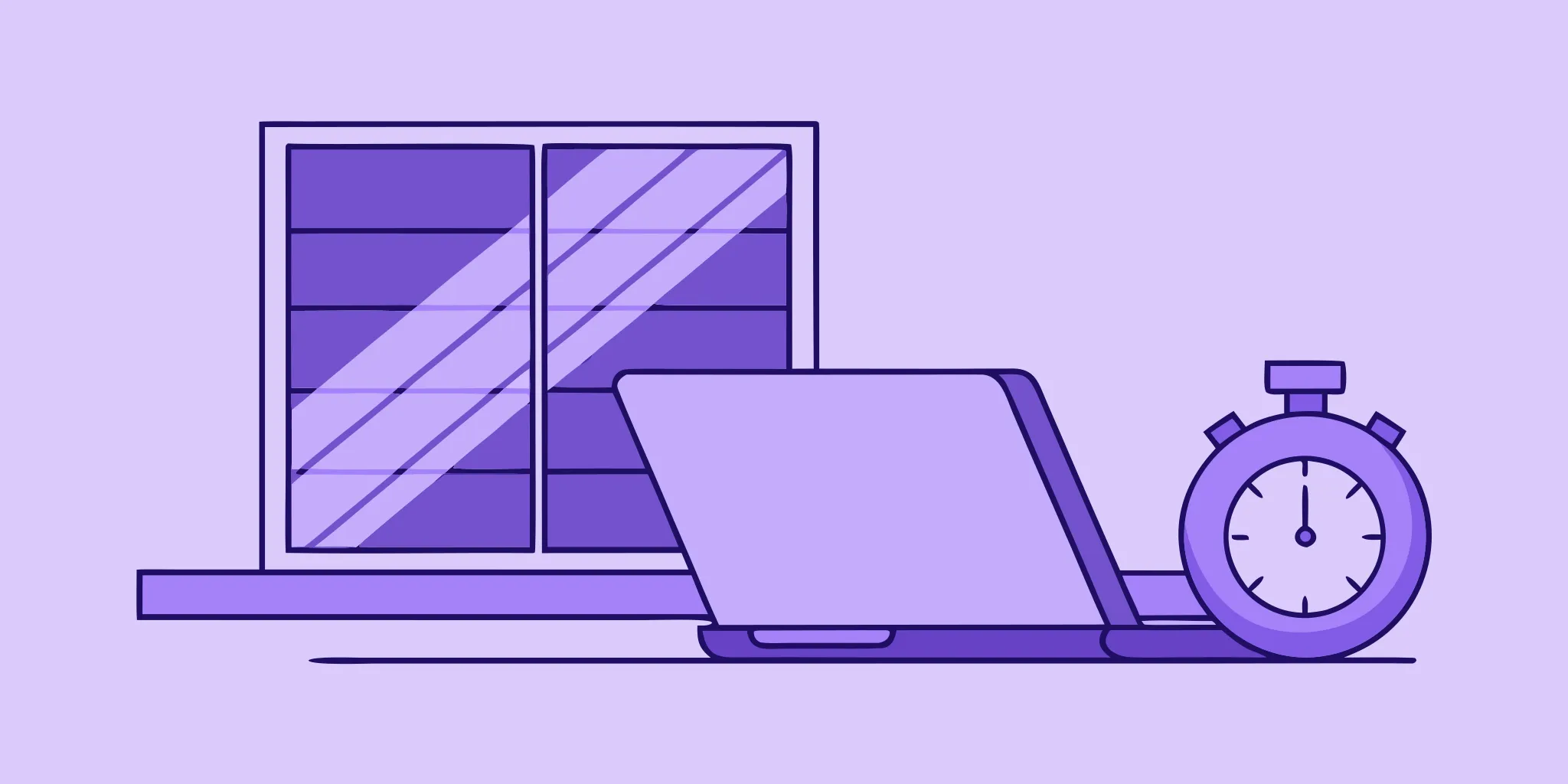 A desk with a laptop and stopwatch, set up for an efficient process of writing winning RFP responses.