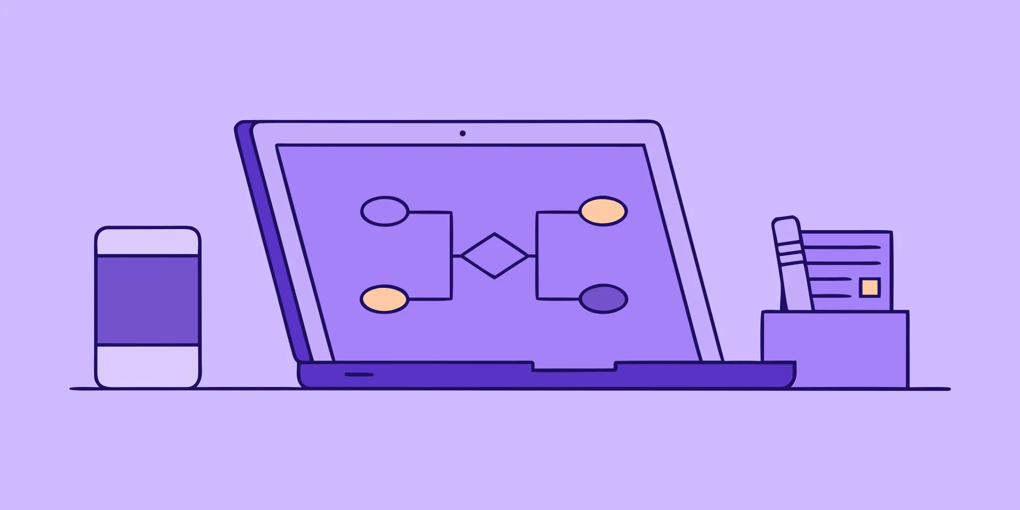 Laptop displaying a workflow diagram for the procurement occupation.