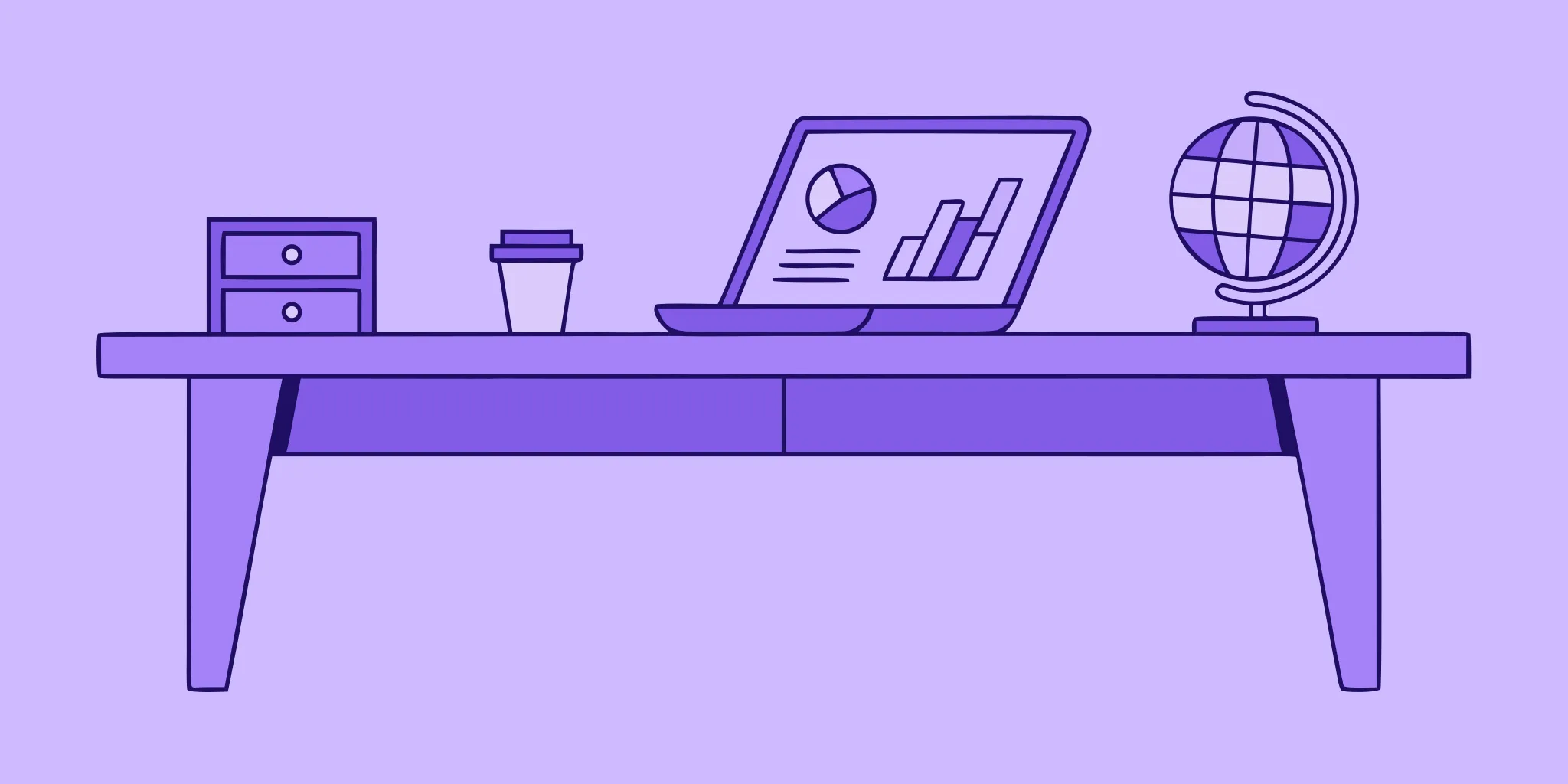 A sub matter expert's workspace with a laptop showing data charts and analysis.