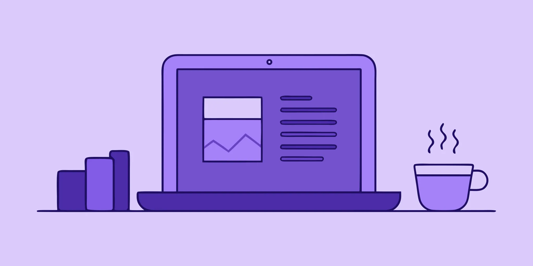 Laptop, books, and coffee on a desk for understanding the meaning of subject matter.