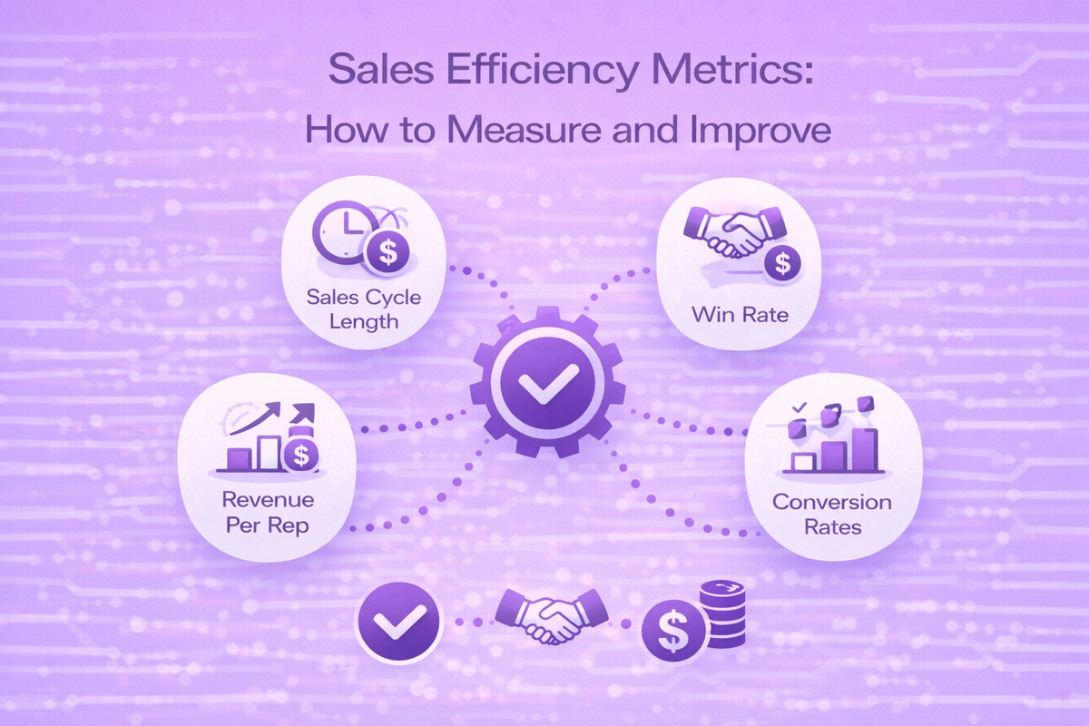 Blog header image for sales efficiency metrics measurement guide