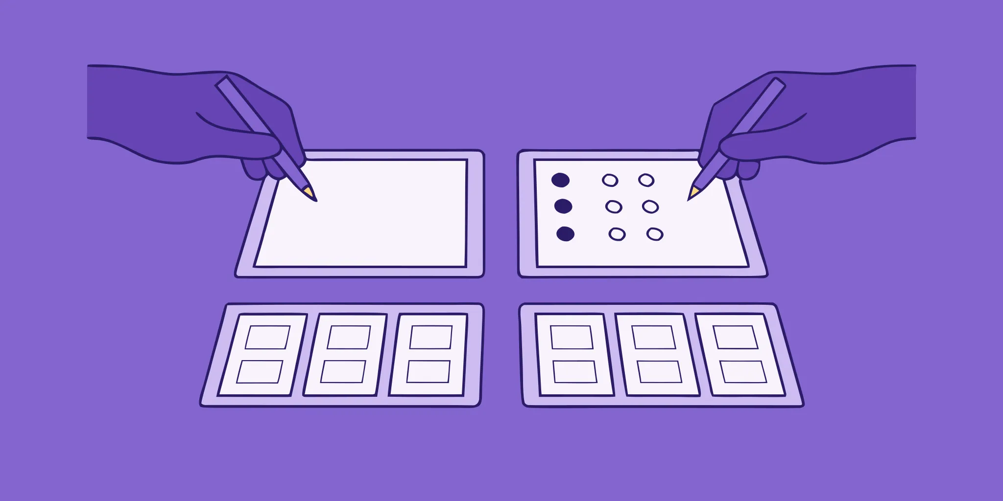 A person using a checklist to score different evaluation criteria on a form.