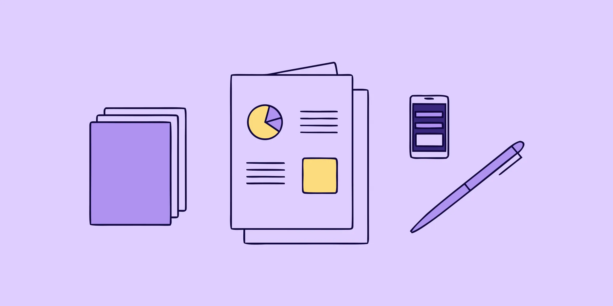 A desk with request for information (RFI) documents, charts, and a pen.