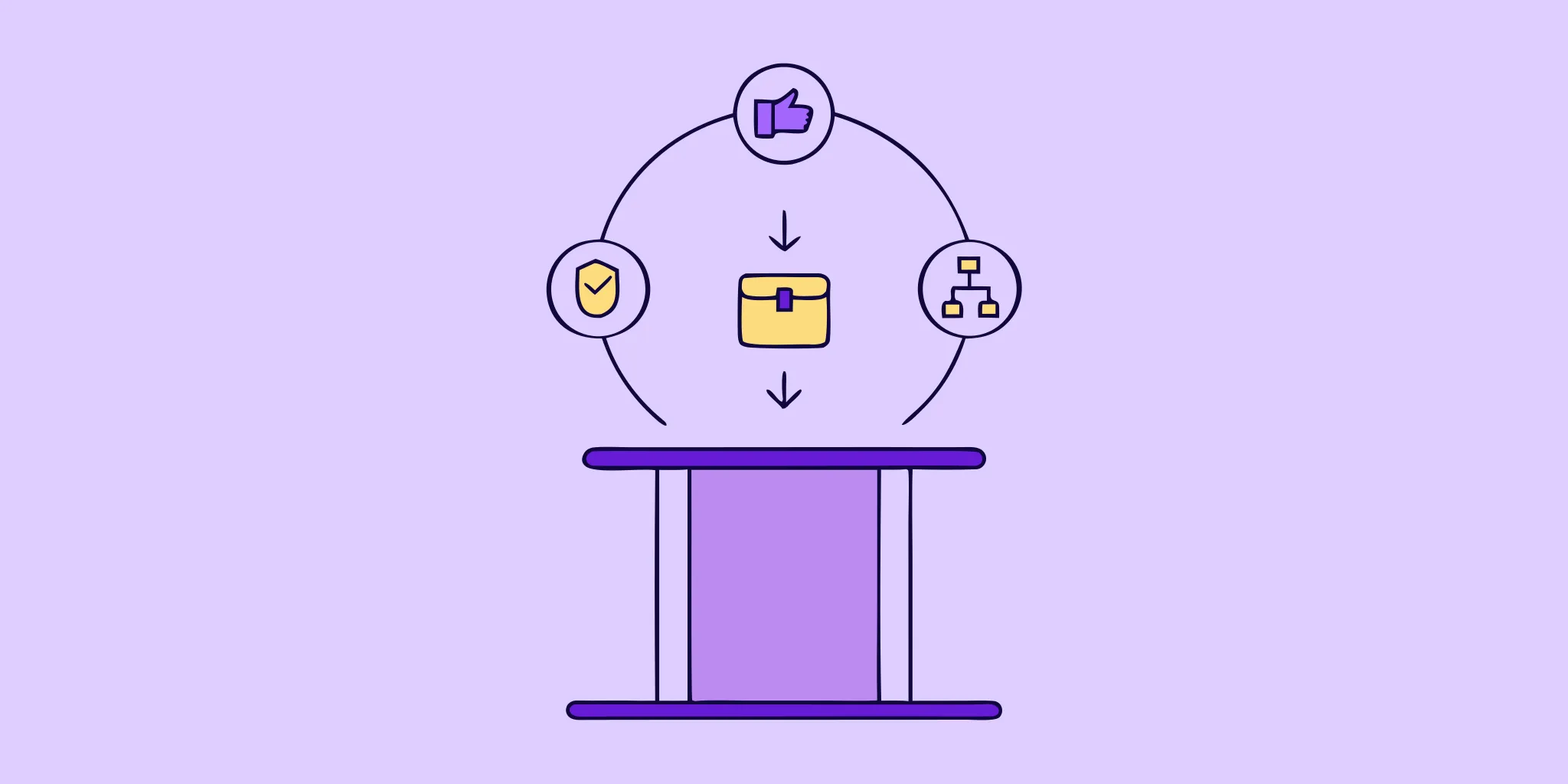 A conceptual graphic representing the stages and workflow of the business procurement cycle.